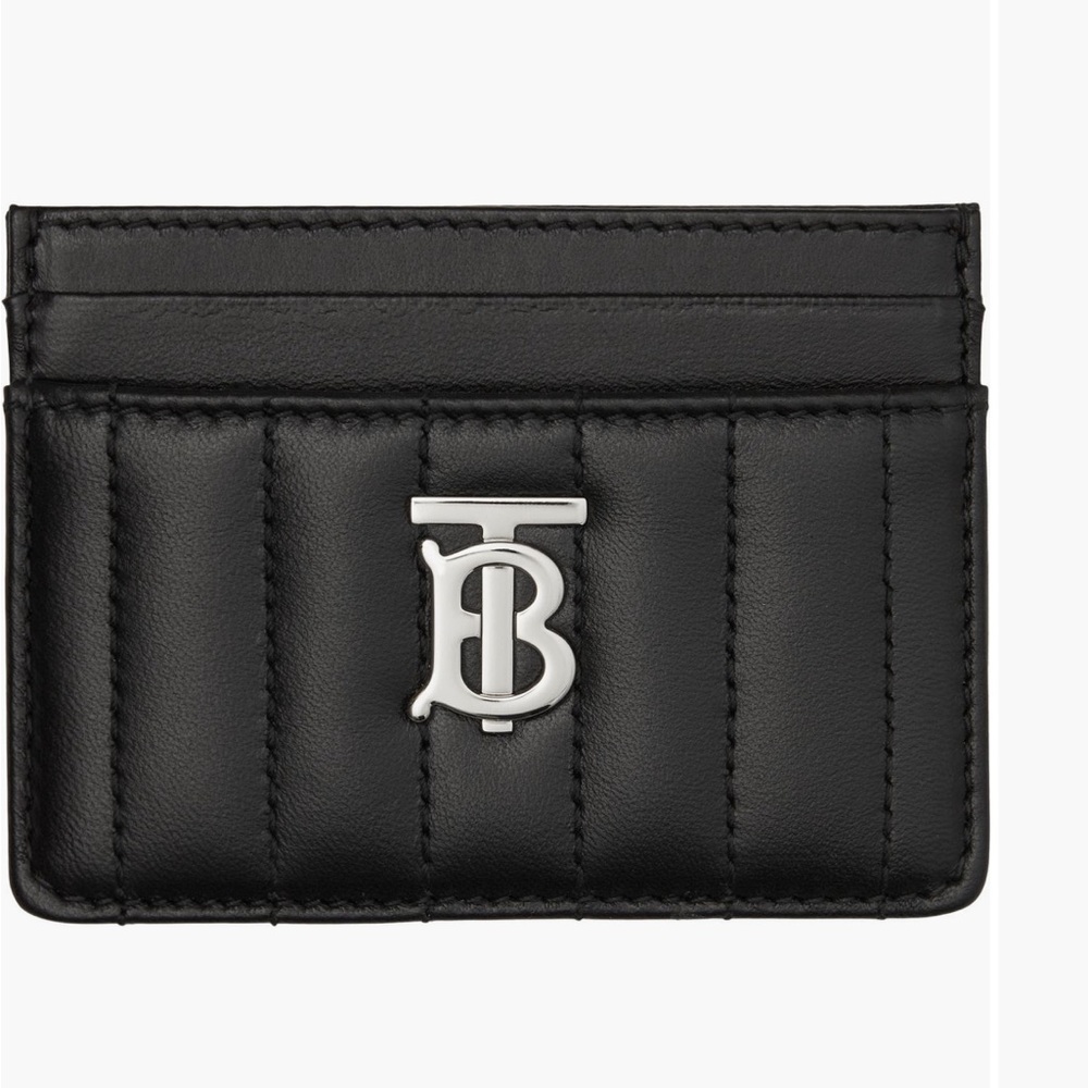 Burberry TB Lola Quilted Leather Card Case In Black